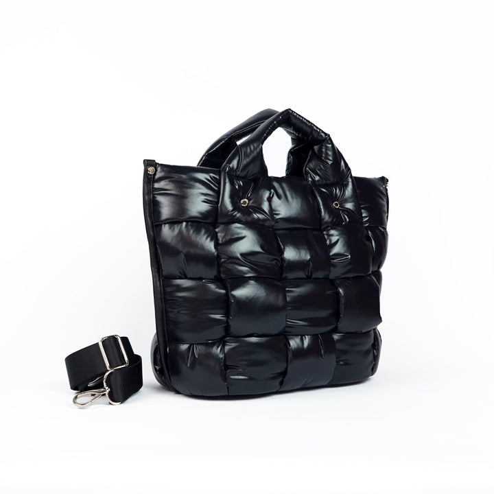 Roberta Gandolfi Greta Large Borsa In Tessuto Antigoccia Imbottita Ed Intrecciata A Mano Con Finiture In Pelle