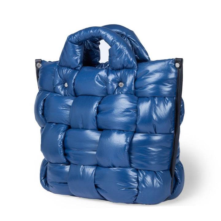 Roberta Gandolfi Greta Large Borsa In Tessuto Antigoccia Imbottita Ed Intrecciata A Mano Con Finiture In Pelle