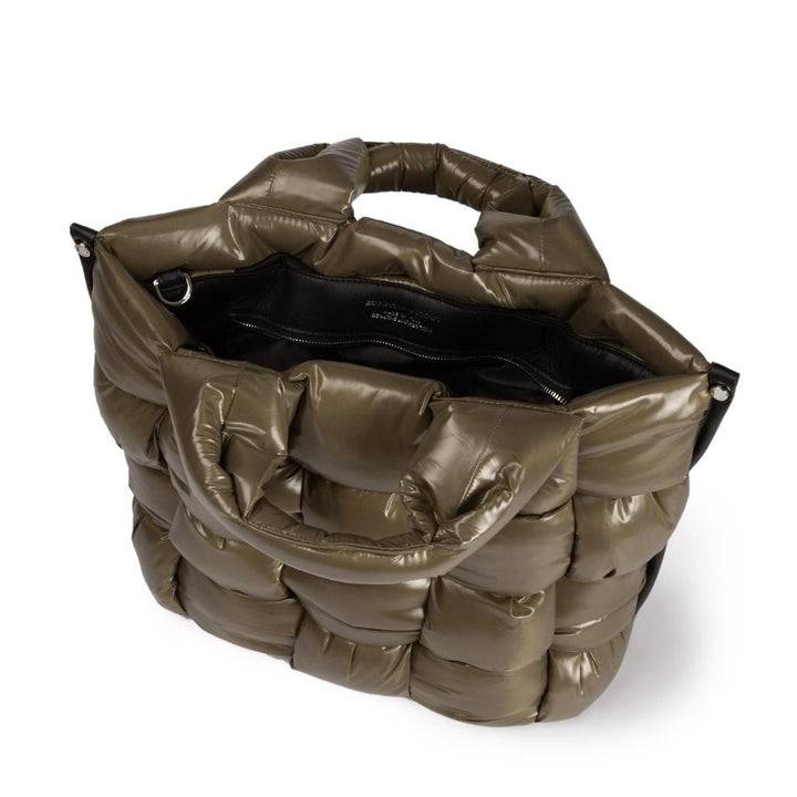 Roberta Gandolfi Greta Large Borsa In Tessuto Antigoccia Imbottita Ed Intrecciata A Mano Con Finiture In Pelle