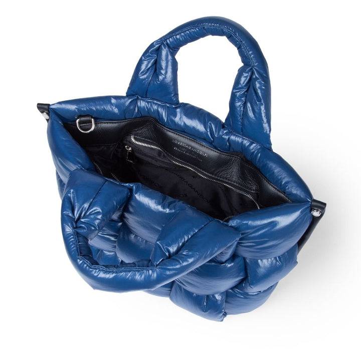 Roberta Gandolfi Greta Large Borsa In Tessuto Antigoccia Imbottita Ed Intrecciata A Mano Con Finiture In Pelle