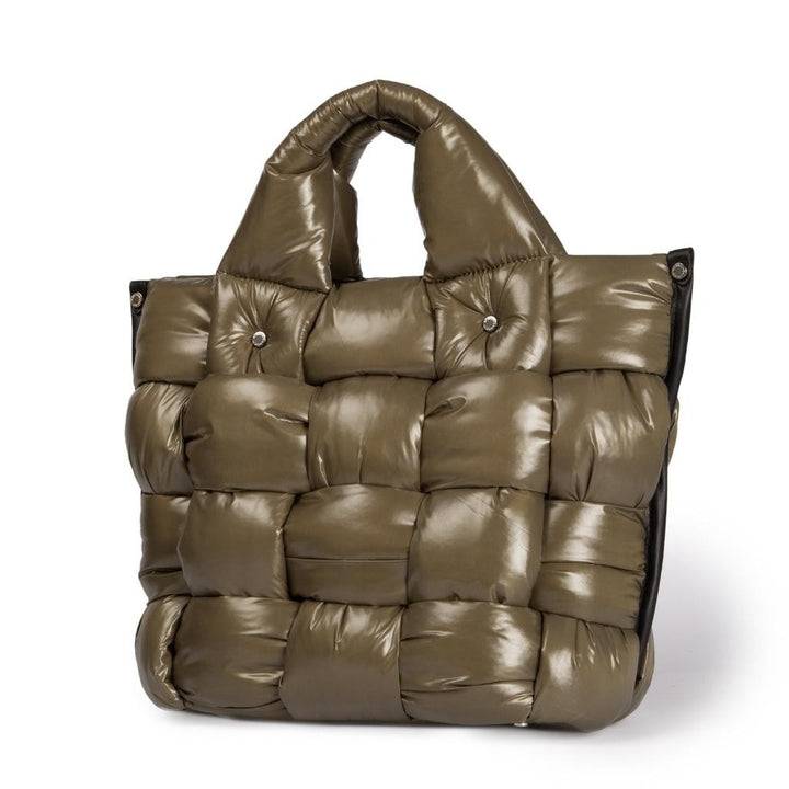 Roberta Gandolfi Greta Large Borsa In Tessuto Antigoccia Imbottita Ed Intrecciata A Mano Con Finiture In Pelle