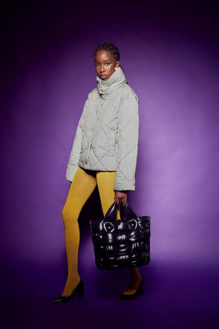 Roberta Gandolfi Greta Large Borsa In Tessuto Antigoccia Imbottita Ed Intrecciata A Mano Con Finiture In Pelle