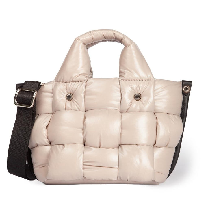 Roberta Gandolfi Greta Mini borsa in tessuto antigoccia imbottita ed intrecciata a mano con finiture in pelle