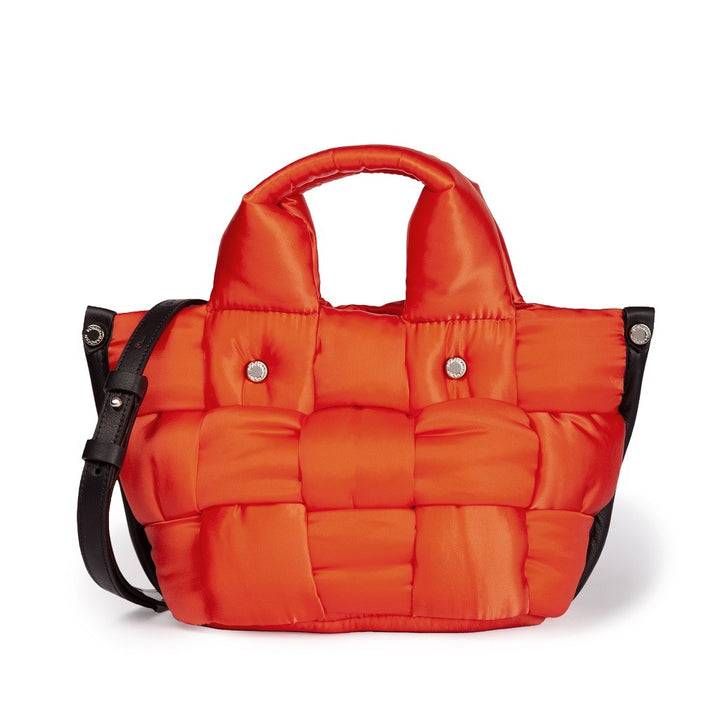 Roberta Gandolfi Greta Mini borsa in tessuto antigoccia imbottita ed intrecciata a mano con finiture in pelle