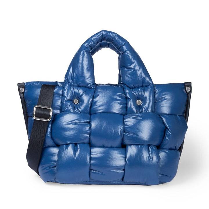 Roberta Gandolfi Greta small borsa in tessuto antigoccia intrecciata a mano con finiture in pelle