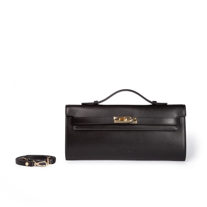 Roberta Gandolfi Jade cluch borsa in pelle con chiusura manico retrattile e tracolla staccabile e regolabile