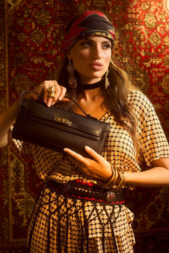 Roberta Gandolfi Jade Cluch Borsa In Pelle Con Chiusura Manico Retrattile E Tracolla Staccabile E Regolabile