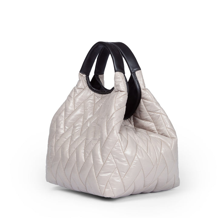 Roberta Gandolfi Joy Puffy Borsa Trasformabile 5 Modelli In 1 In Tessuto Antigoccia Finiture In Pelle Di Vitello E Tracolla Staccabile