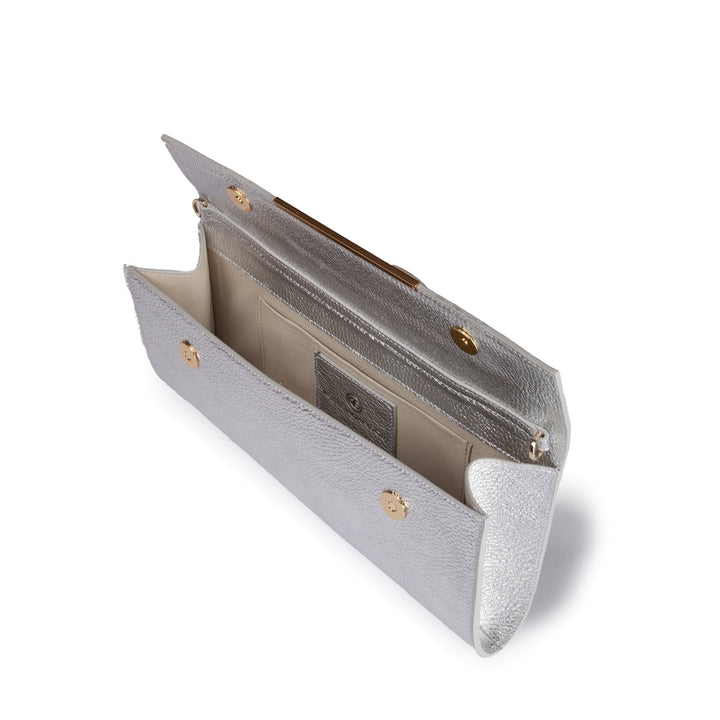 Roberta Gandolfi Julia Cluch In Pelle Metalizzata E Manico Retrattile E Tracolla Staccabile E Regolabile