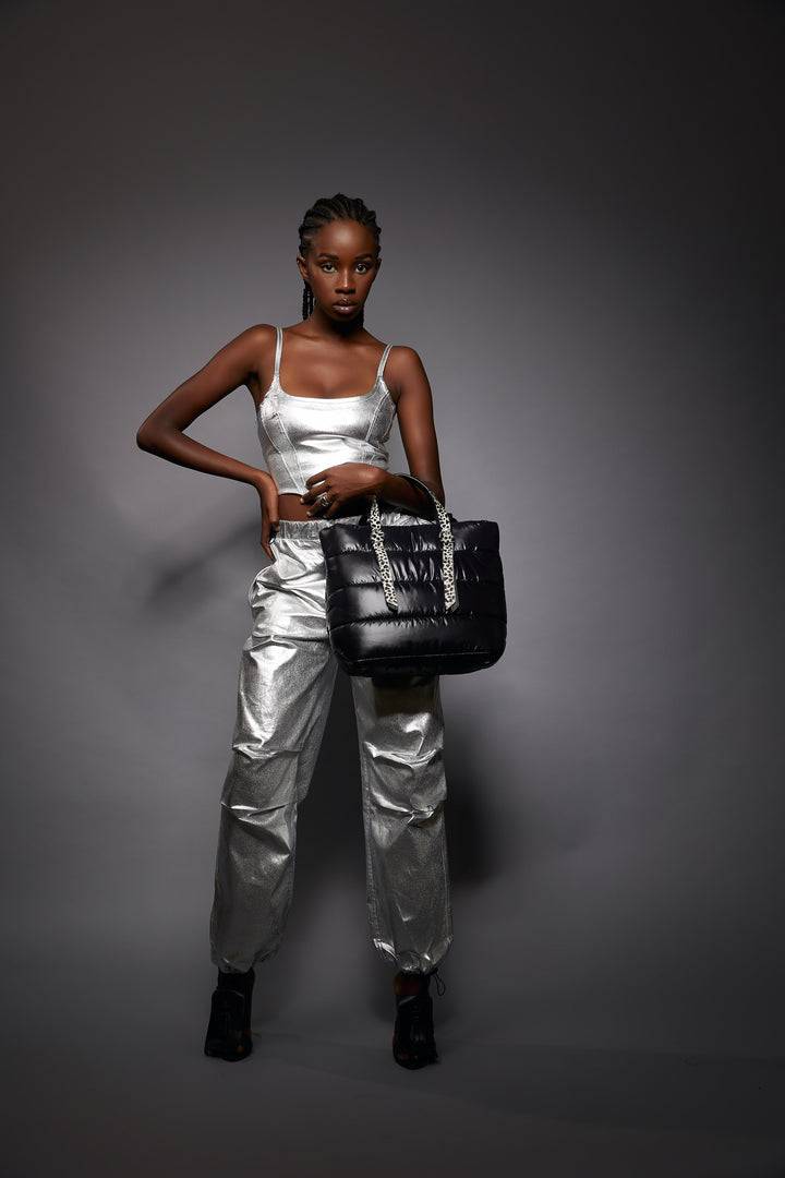 Roberta Gandolfi Luana Shopping In Tessuto Antigoccia E Finiture In Pelle Con Doppia Portabilità