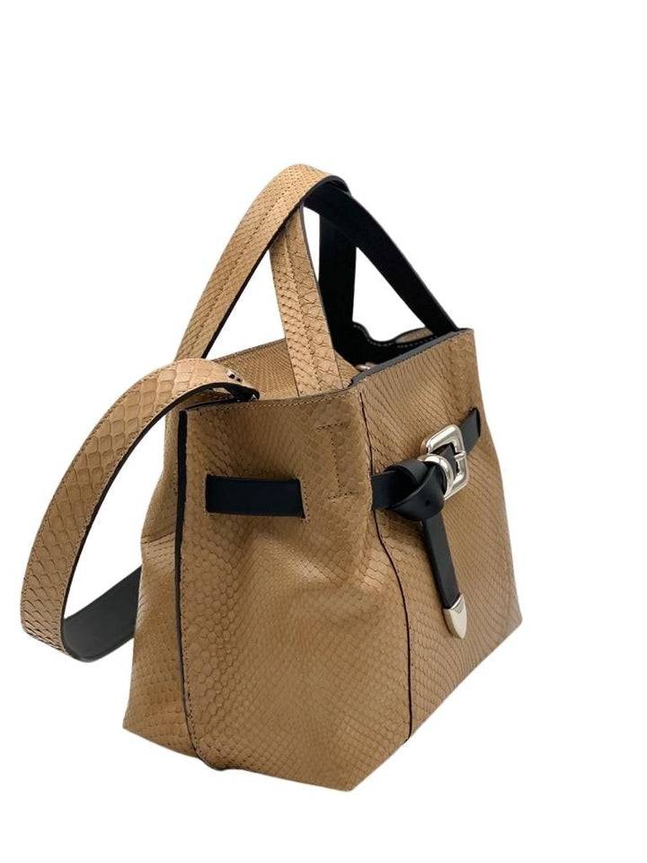 Roberta Gandolfi Martina Small Borsa In Pitone Vero Con Finiture In Pelle Di Vitello