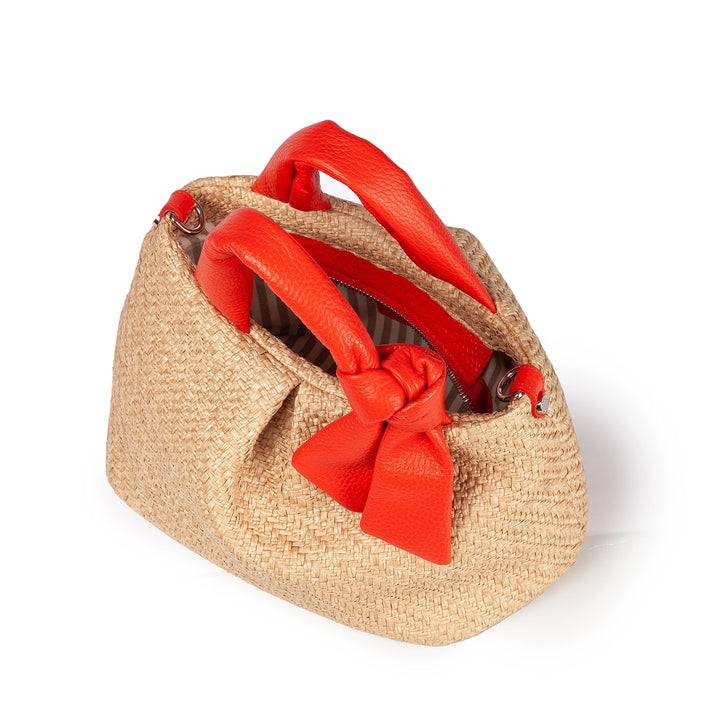 Roberta Gandolfi Matilde Handbag In Rafia E Pelle Con Tracolla Staccabile