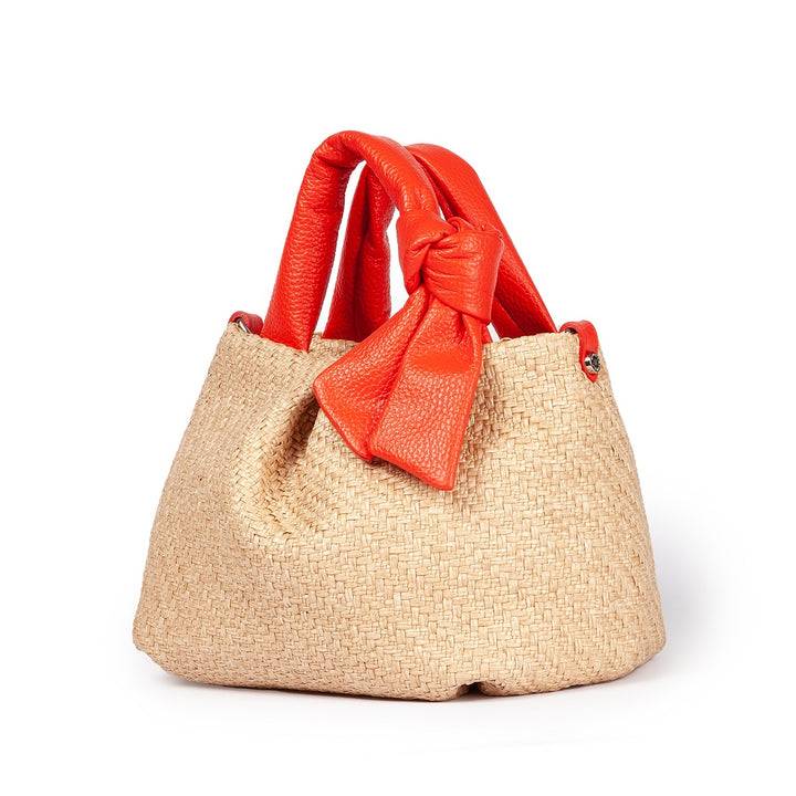 Roberta Gandolfi Matilde Handbag In Rafia E Pelle Con Tracolla Staccabile