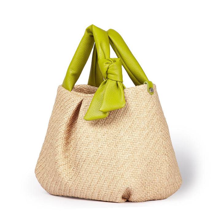 Roberta Gandolfi Matilde Handbag In Rafia E Pelle Con Tracolla Staccabile