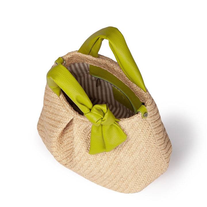 Roberta Gandolfi Matilde Handbag In Rafia E Pelle Con Tracolla Staccabile