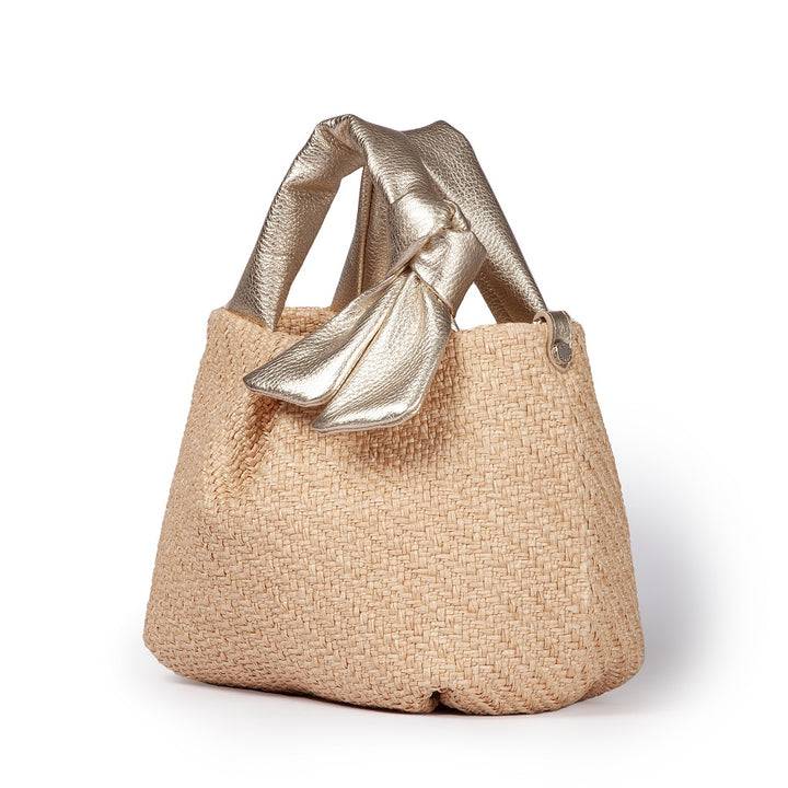 Roberta Gandolfi Matilde Handbag In Rafia E Pelle Con Tracolla Staccabile