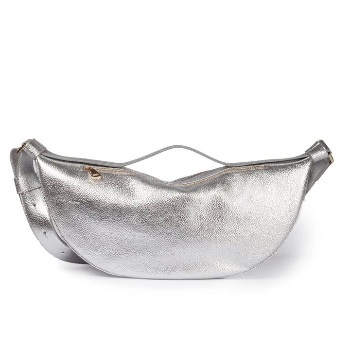 Roberta Gandolfi Micol Banana cross body in vitello martellato metal con tracolla regolabile