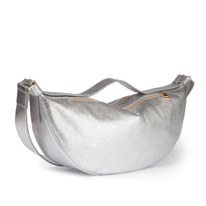 Roberta Gandolfi Micol Banana Cross Body In Vitello Martellato Metal Con Tracolla Regolabile