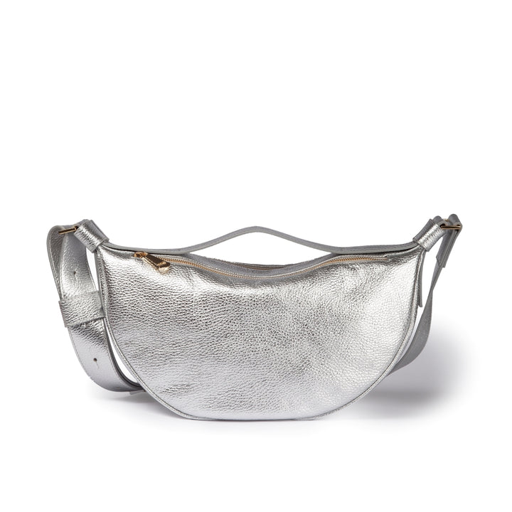 Roberta Gandolfi Micol Banana small cross body in vitello martellato metal con tracolla regolabile