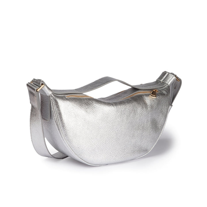 Roberta Gandolfi Micol Banana Small Cross Body In Vitello Martellato Metal Con Tracolla Regolabile