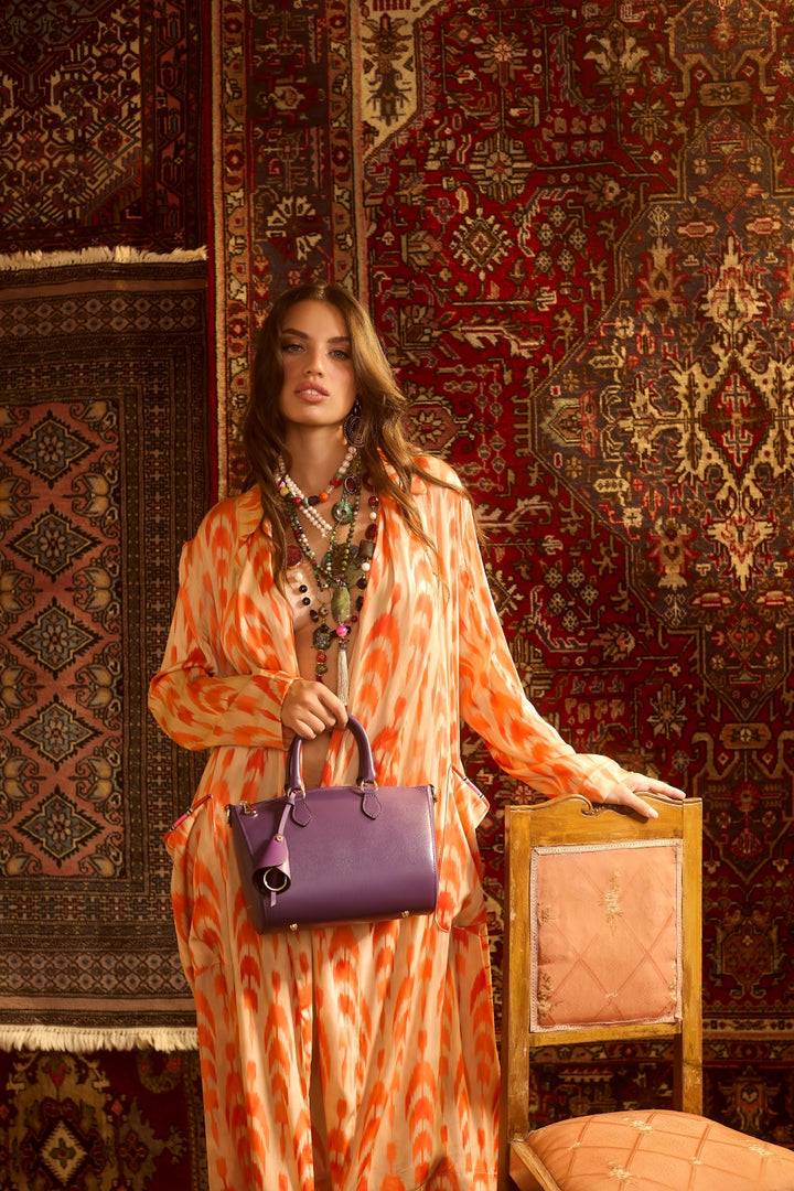 Roberta Gandolfi Nicole Bowling In Pelle Stampa "light Saffiano" Con Tracolla Staccabile E Regolabile