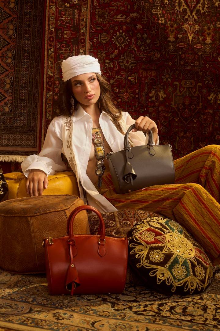 Roberta Gandolfi Nicole Bowling In Pelle Stampa "light Saffiano" Con Tracolla Staccabile E Regolabile