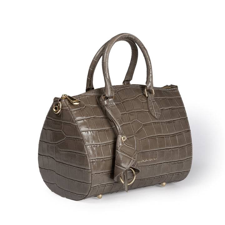 Roberta Gandolfi Nicole Cocco Bowling In Pelle Lucida Stampa Cocco Con Tracolla Staccabile E Regolabile