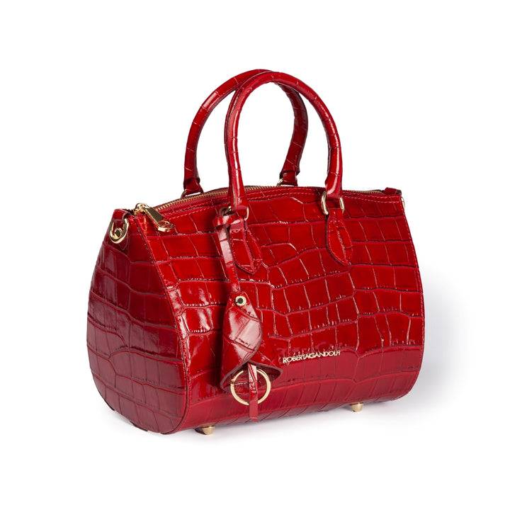 Roberta Gandolfi Nicole Cocco Bowling In Pelle Lucida Stampa Cocco Con Tracolla Staccabile E Regolabile