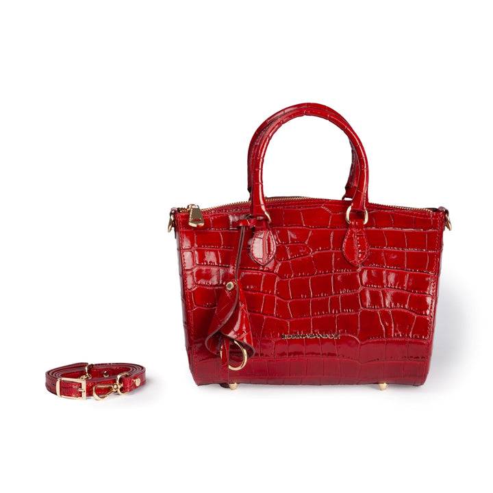 Roberta Gandolfi Nicole Cocco bowling in pelle lucida stampa cocco con tracolla staccabile e regolabile