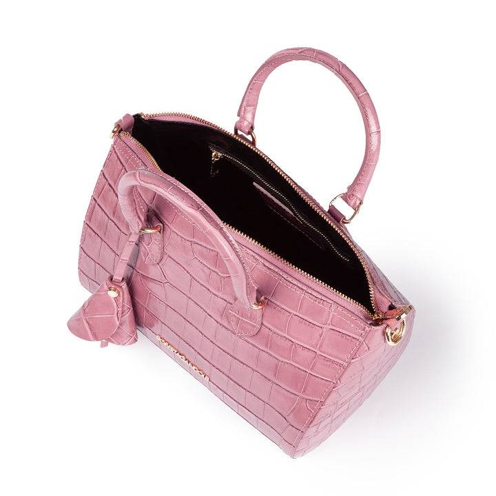 Roberta Gandolfi Nicole Cocco Bowling In Pelle Lucida Stampa Cocco Con Tracolla Staccabile E Regolabile