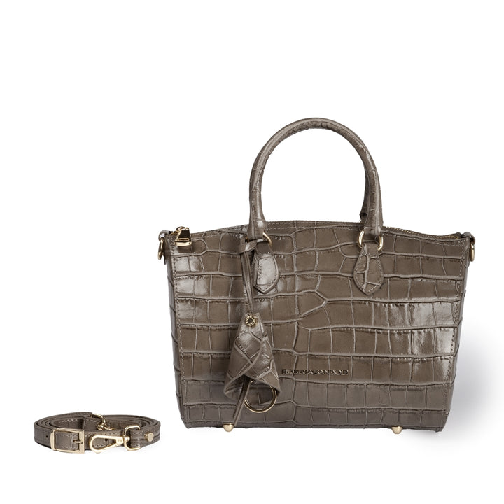 Roberta Gandolfi Nicole Cocco bowling in pelle lucida stampa cocco con tracolla staccabile e regolabile