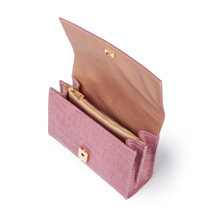 Roberta Gandolfi Nicole Cocco Compact Crossbody Borsa In Pelle Stampa Cocco Con Tramezza Interna E Tasca Esterna Con Tracolla Staccabile E Regolabile