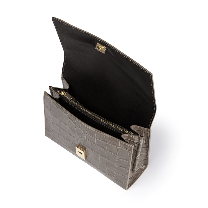 Roberta Gandolfi Nicole Cocco Compact Crossbody Borsa In Pelle Stampa Cocco Con Tramezza Interna E Tasca Esterna Con Tracolla Staccabile E Regolabile