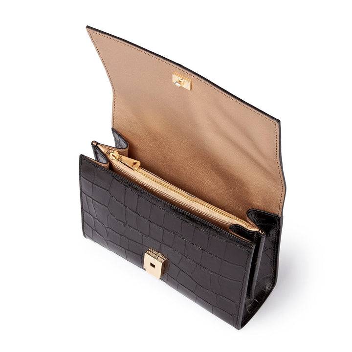 Roberta Gandolfi Nicole Cocco Compact Crossbody Borsa In Pelle Stampa Cocco Con Tramezza Interna E Tasca Esterna Con Tracolla Staccabile E Regolabile