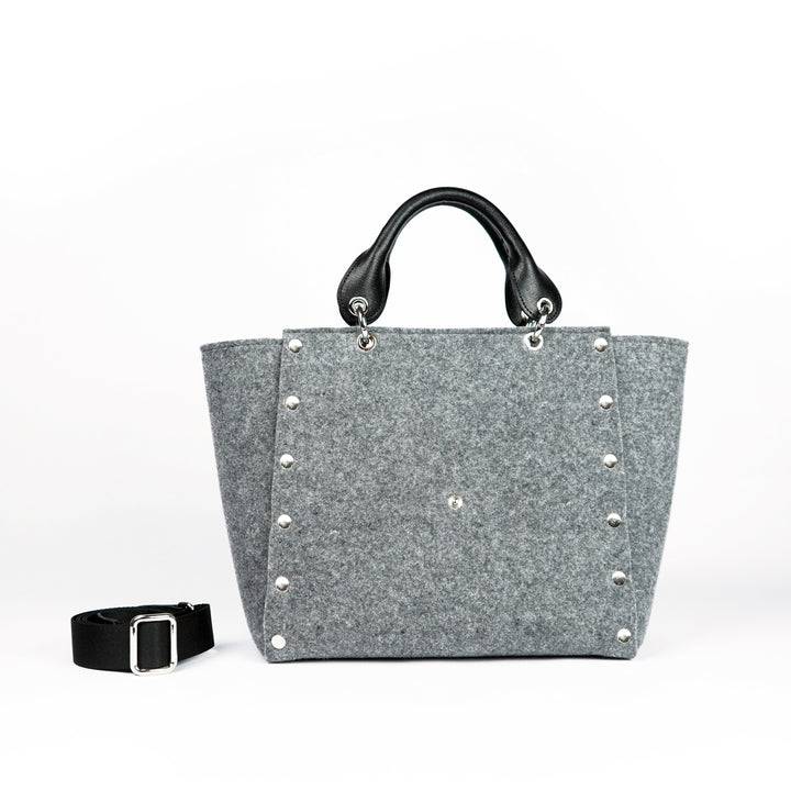 Roberta Gandolfi Rachele Handbag Borsa A Mano In Tessuto Di Lana Riciclata E Finitura In Pelle Con Tasca Staccabile