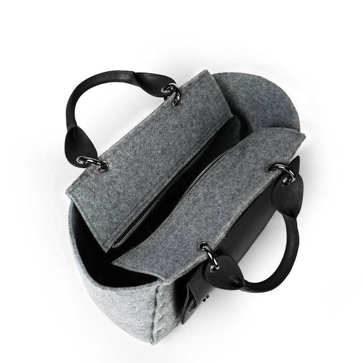 Roberta Gandolfi Rachele Handbag Borsa A Mano In Tessuto Di Lana Riciclata E Finitura In Pelle Con Tasca Staccabile