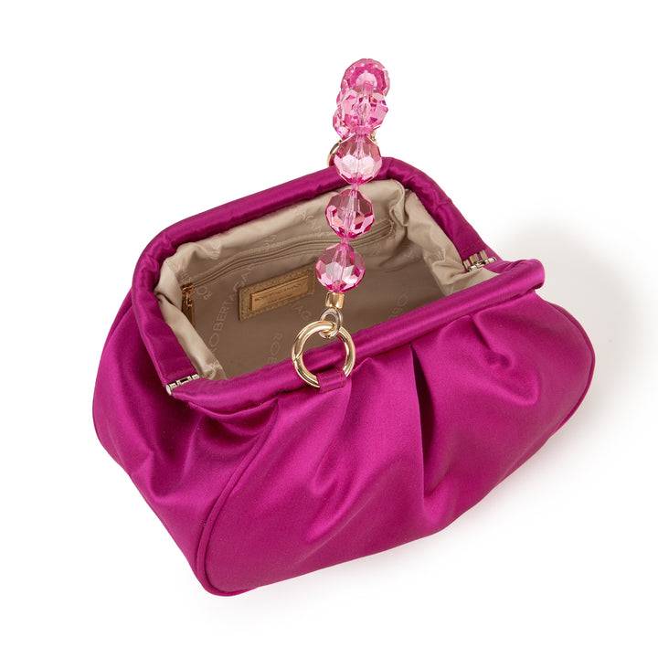 Roberta Gandolfi Sirenetta Puffy Mini Bag In Raso Di Seta E Manico Gioiello