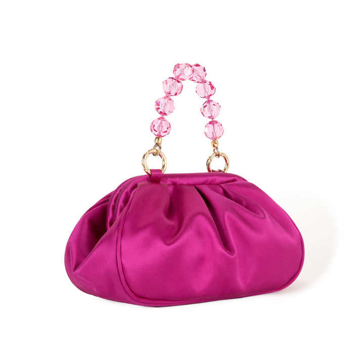 Roberta Gandolfi Sirenetta Puffy Mini Bag In Raso Di Seta E Manico Gioiello