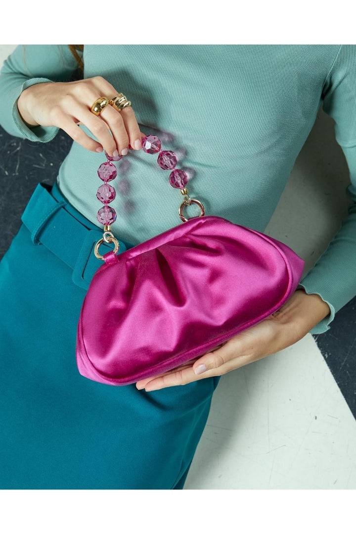Roberta Gandolfi Sirenetta Puffy Mini Bag In Raso Di Seta E Manico Gioiello