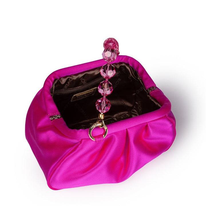 Roberta Gandolfi Sirenetta Puffy Mini Bag In Raso Di Seta E Manico Gioiello