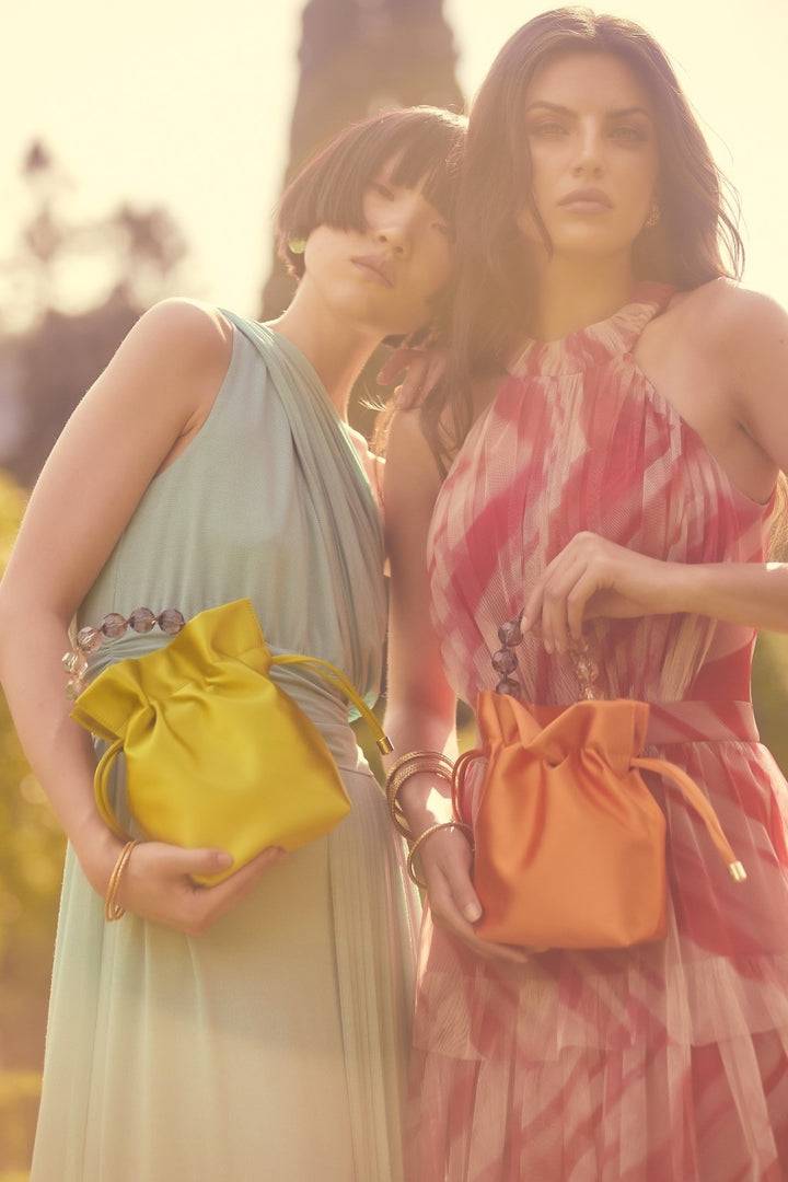 Roberta Gandolfi Sirenetta Tulip Mini Secchiello In Raso Di Seta E Manico Gioiello