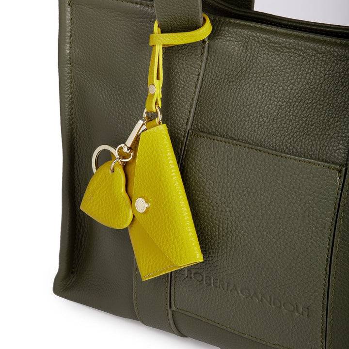 Roberta Gandolfi Tessa Shopping In Pelle Con Charms Colorato E Pratica Tasca Esterna