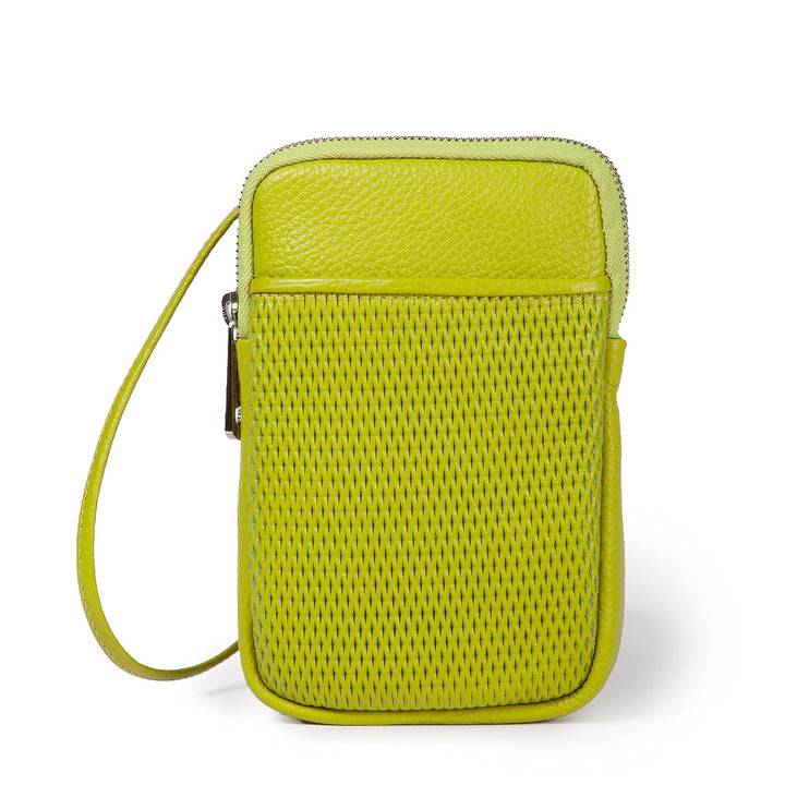 Roberta Gandolfi Yuma Phone holder in pelle di vitello con tracolla staccabile e regolabile e tasca esterna