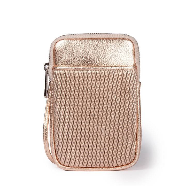 Roberta Gandolfi Yuma Phone holder in pelle di vitello con tracolla staccabile e regolabile e tasca esterna