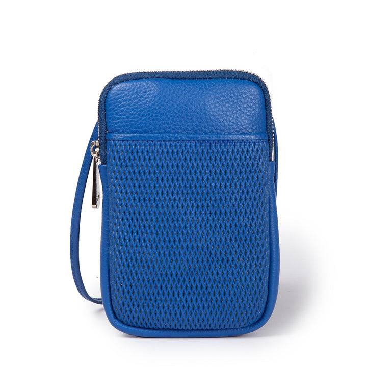 Roberta Gandolfi Yuma Phone holder in pelle di vitello con tracolla staccabile e regolabile e tasca esterna