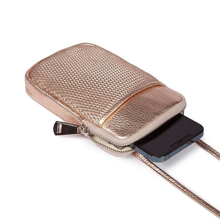 Roberta Gandolfi Yuma Phone Holder In Pelle Di Vitello Con Tracolla Staccabile E Regolabile E Tasca Esterna