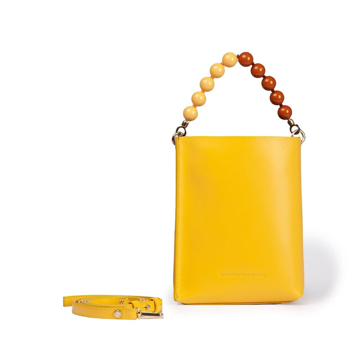 Roberta Gandolfi Zoe mini bag in pelle bicolor e manico gioiello