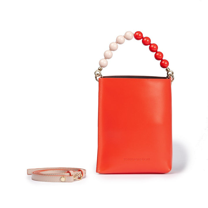 Roberta Gandolfi Zoe mini bag in pelle bicolor e manico gioiello