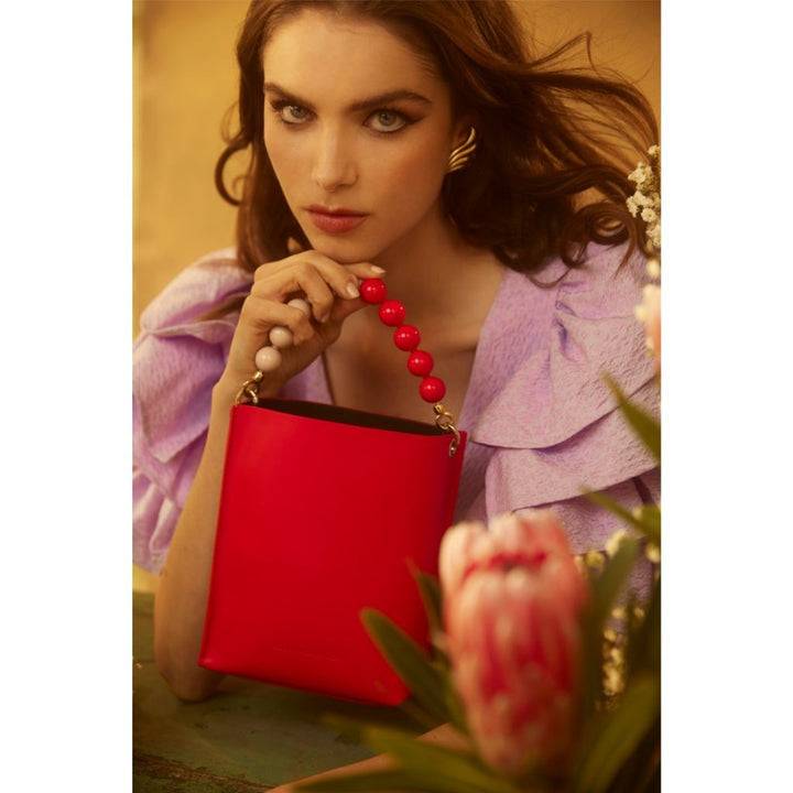 Roberta Gandolfi Zoe Mini Bag In Pelle Bicolor E Manico Gioiello