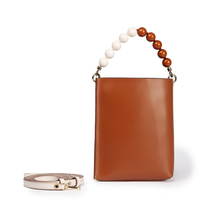Roberta Gandolfi Zoe mini bag in pelle bicolor e manico gioiello